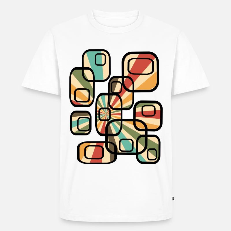 70er Tapetenmuster Quader Retro Muster - Männer Premium Bio T-Shirt - Weiß