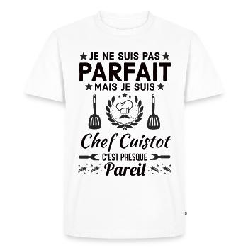 Pas Parfait mais chef CUISTOT 1 - T-shirt Premium bio Homme - blanc - Devant - Nico (187cm)