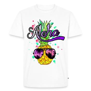 Aloha cool pineapple with sunglasses - Men's Premium Organic T-Shirt - white - Front - Nico (187cm)