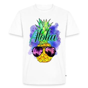 Aloha Pineapple - Men's Premium Organic T-Shirt - white - Front - Nico (187cm)