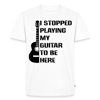 J’ai arrêté de jouer de la guitare pour être ici # - T-shirt Premium bio Homme - blanc - Devant - Nico (187cm)