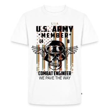 Technicien de combat de l’armée américaine - T-shirt Premium bio Homme - blanc - Devant - Nico (187cm)