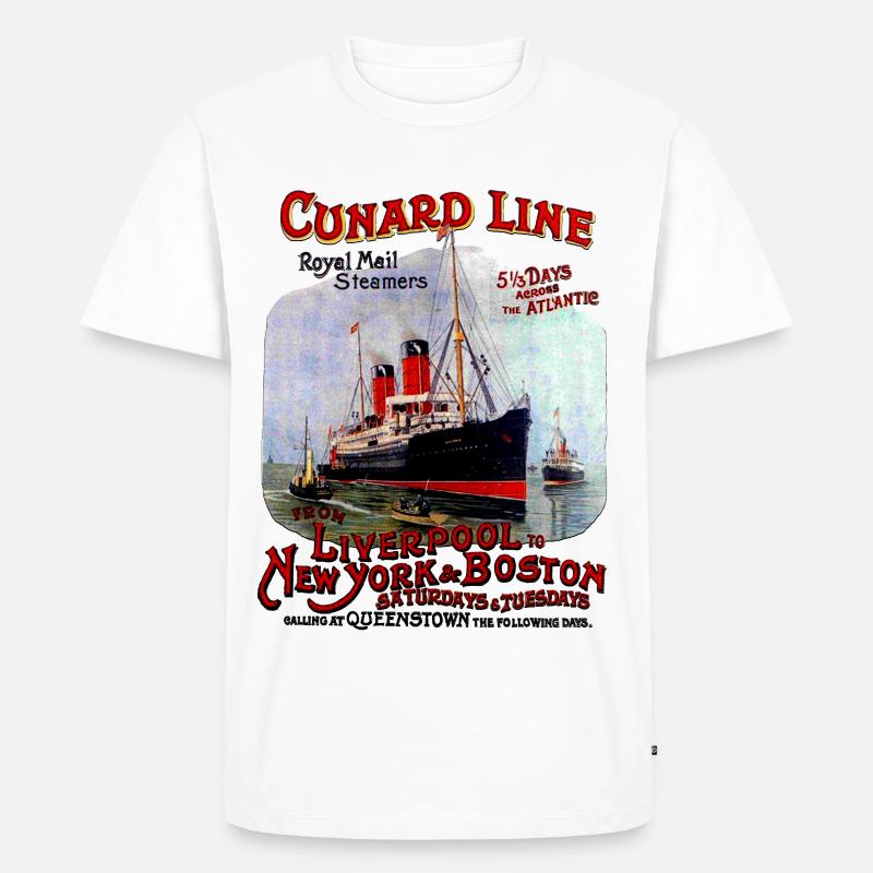 LINER TRANSATLANTIC CREATION LOUIS RUNEMBERG - Männer Premium Bio T-Shirt - Weiß