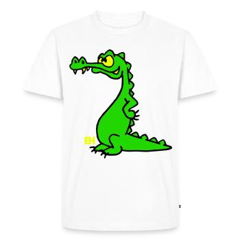 Crocodile souriant, design à trois couleurs - T-shirt Premium bio Homme - blanc - Devant - Nico (187cm)