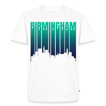 Birmingham Skyline Gradient - Men's Premium Organic T-Shirt - white - Front - Nico (187cm)