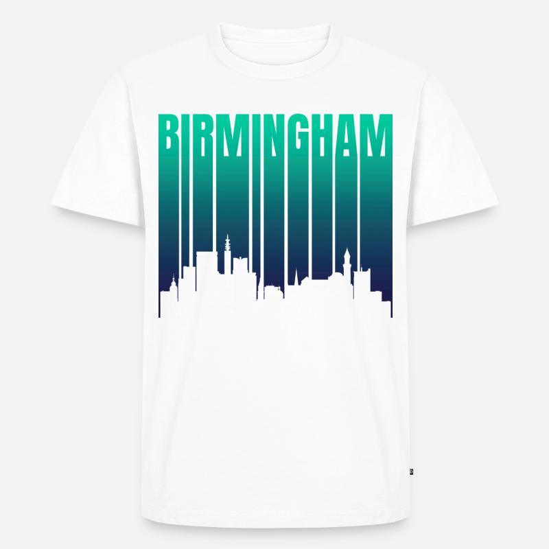 Birmingham Skyline Gradient - Männer Premium Bio T-Shirt - Weiß