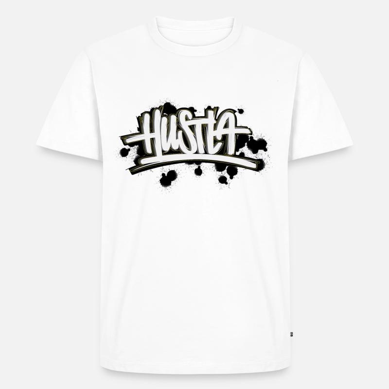 Hustla Graffiti Schriftzug  - Männer Premium Bio T-Shirt - Weiß