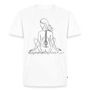 Music was my first love Girl Guitar Oneline Art - Men's Premium Organic T-Shirt - white - Front - Nico (187cm)