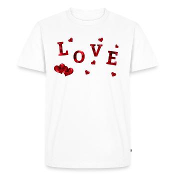 Love with big and small red hearts # - Men's Premium Organic T-Shirt - white - Front - Nico (187cm)