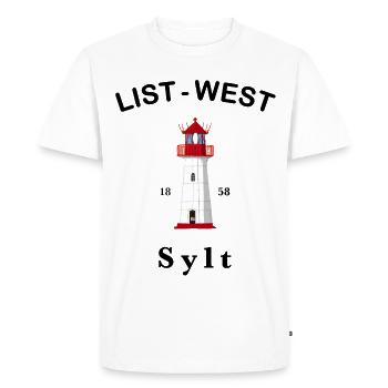 Iconic lighthouse List-West on Sylt, North Sea - Men's Premium Organic T-Shirt - white - Front - Nico (187cm)