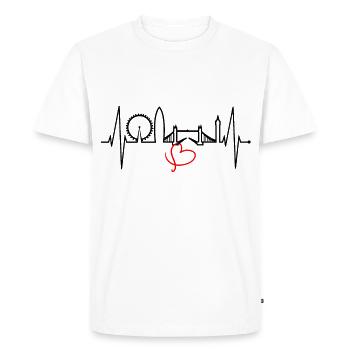 London Heartbeat Skyline Angleterre Heart Union Jack - T-shirt Premium bio Homme - blanc - Devant - Nico (187cm)