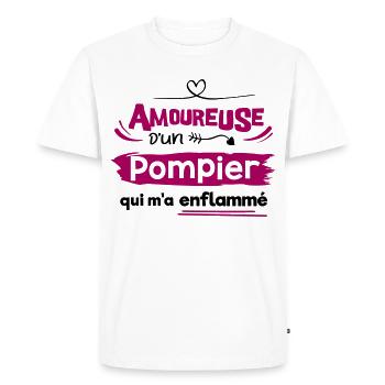Amoureuse d'un pompier, cadeau spécial pompier - T-shirt Premium bio Homme - blanc - Devant - Nico (187cm)