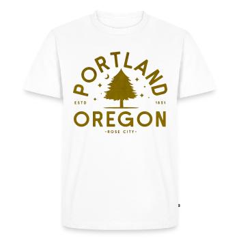 Logo d’arbre vintage à Portland, Oregon - T-shirt Premium bio Homme - blanc - Devant - Nico (187cm)