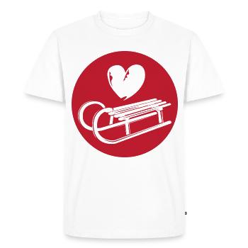 Coeur Luge Symbole Toboggan Neige Sports d’hiver - T-shirt Premium bio Homme - blanc - Devant - Nico (187cm)