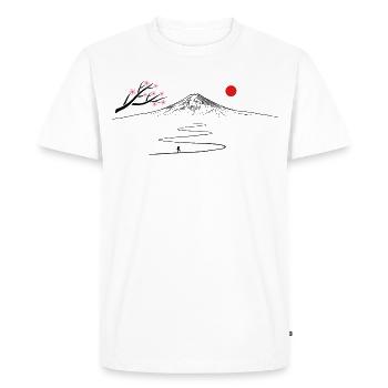 Japon, Fujijama, randonnées en montagne, volcan, cerisier en fleurs - T-shirt Premium bio Homme - blanc - Devant - Nico (187cm)