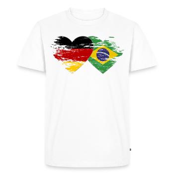 Allemagne Brésil drapeau utilisé coeur - T-shirt Premium bio Homme - blanc - Devant - Nico (187cm)