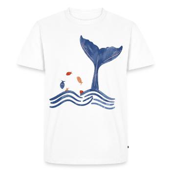 Whale fin and fish - Men's Premium Organic T-Shirt - white - Front - Nico (187cm)