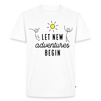 Aventure ou nouveau départ - T-shirt Premium bio Homme - blanc - Devant - Nico (187cm)