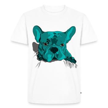 Style cartoon adorable de bouledogue français - T-shirt Premium bio Homme - blanc - Devant - Nico (187cm)