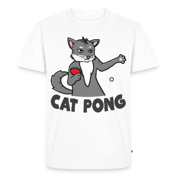Cat Ping Pong - Men's Premium Organic T-Shirt - white - Front - Nico (187cm)