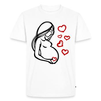 Coeur Grossesse Bébé Ventre Déclaration Enceinte - T-shirt Premium bio Homme - blanc - Devant - Nico (187cm)