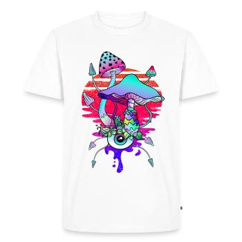 Champignons magiques Vaporwave Coucher de soleil - T-shirt Premium bio Homme - blanc - Devant - Nico (187cm)