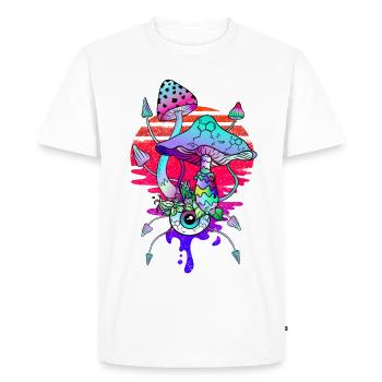 Champignons Magiques Psychédéliques Vaporwave - T-shirt Premium bio Homme - blanc - Devant - Nico (187cm)