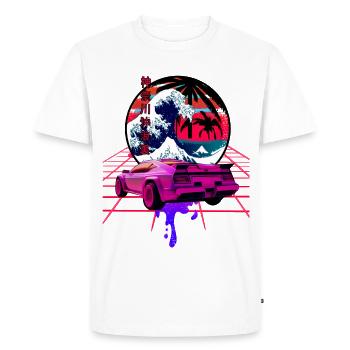 big wave off kanagawa retro wave sunset - Men's Premium Organic T-Shirt - white - Front - Nico (187cm)