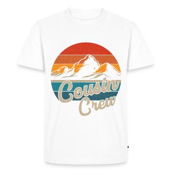 Cousin Crew Camping Plein air Coucher de soleil Camping d’été - T-shirt Premium bio Homme - blanc - Devant - Nico (187cm)
