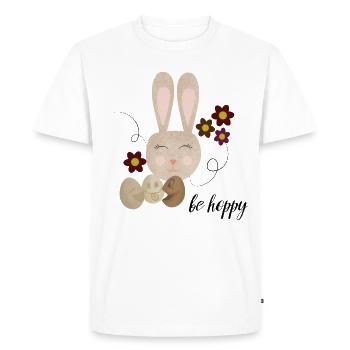 Design de lapin de Pâques Be Hoppy Cute - T-shirt Premium bio Homme - blanc - Devant - Nico (187cm)