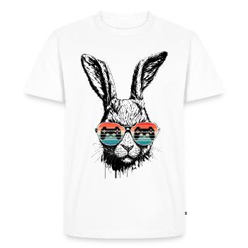 Lapin de jeu rétro avec lunettes de soleil Cadeau de Pâques - T-shirt Premium bio Homme - blanc - Devant - Nico (187cm)