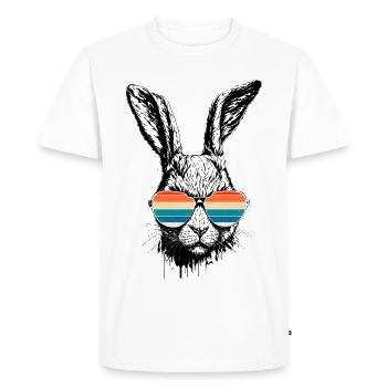 Lapin rétro avec lunettes de soleil oreilles de lapin de Pâques - T-shirt Premium bio Homme - blanc - Devant - Nico (187cm)