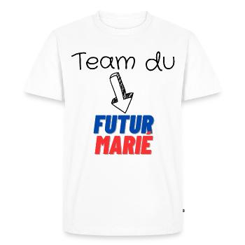 EVG Team Futur Marié. Enterrement vie célibataire - T-shirt Premium bio Homme - blanc - Devant - Nico (187cm)