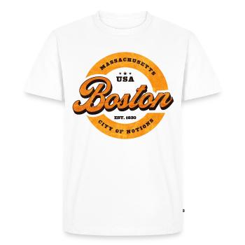 Boston Retro Circle Logo Print - Men's Premium Organic T-Shirt - white - Front - Nico (187cm)