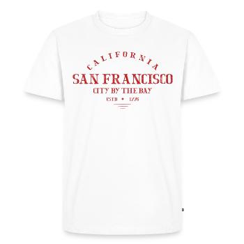 San Francisco | La ville au bord de la baie - T-shirt Premium bio Homme - blanc - Devant - Nico (187cm)