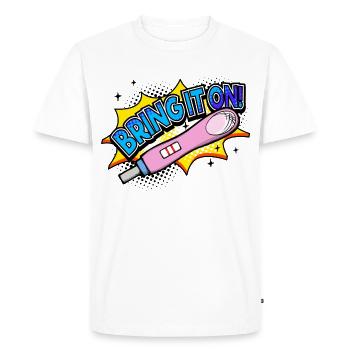 Déclaration de grossesse mère bébé - T-shirt Premium bio Homme - blanc - Devant - Nico (187cm)