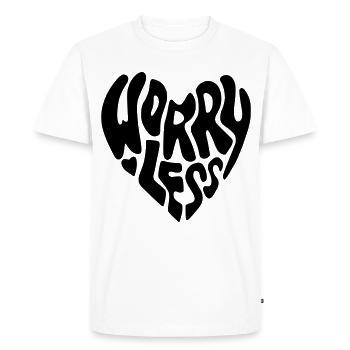 Inquiétez-vous moins. Moins inquiétant dans la forme du cœur * - T-shirt Premium bio Homme - blanc - Devant - Nico (187cm)