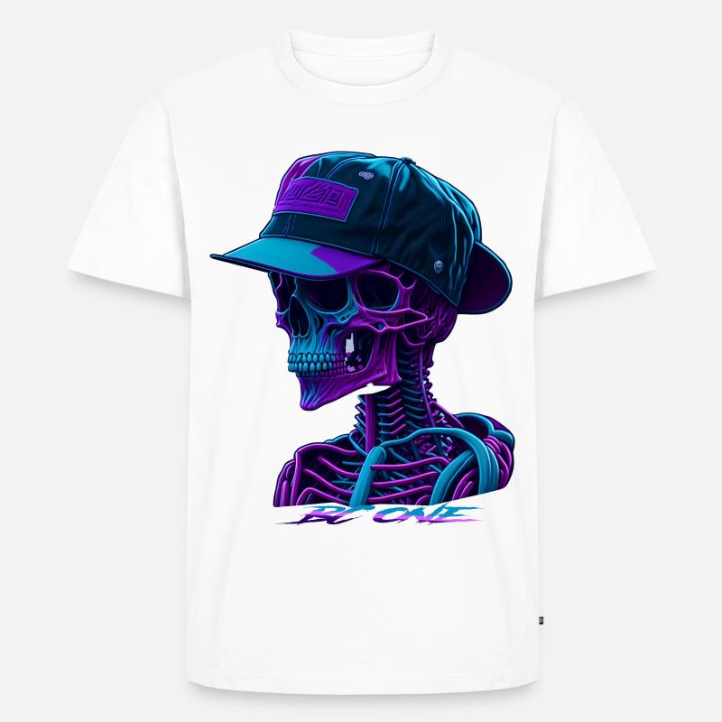 Skelett mit Kappe - Männer Premium Bio T-Shirt - Weiß