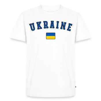 Drapeau ukrainien, fierté ukrainienne - T-shirt Premium bio Homme - blanc - Devant - Nico (187cm)