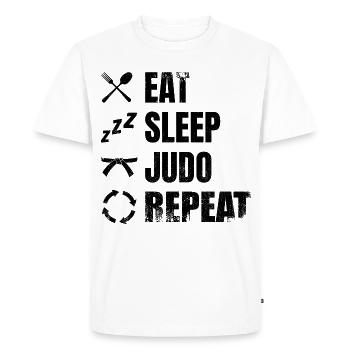 Manger Dormir Judo Répéter - T-shirt Premium bio Homme - blanc - Devant - Nico (187cm)
