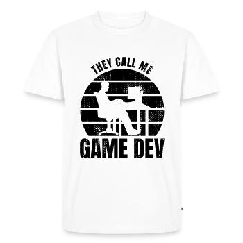 Développeur de jeux - T-shirt Premium bio Homme - blanc - Devant - Nico (187cm)