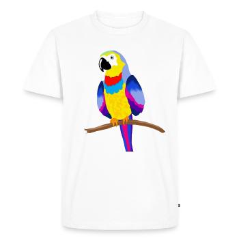 Perroquet coloré sur une branche - jaune - T-shirt Premium bio Homme - blanc - Devant - Nico (187cm)