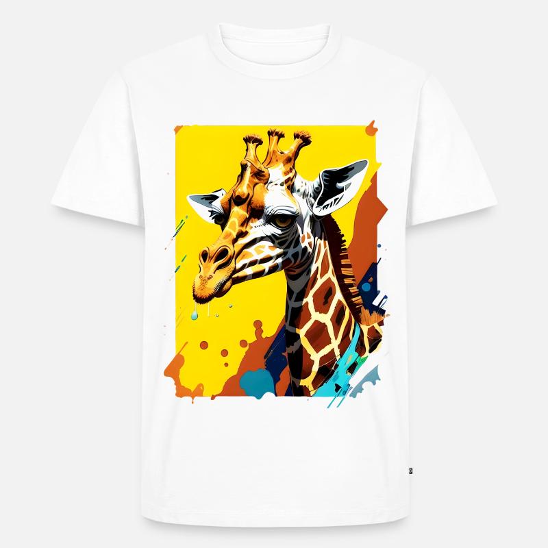 Giraffe Farbexplosion Neon - Männer Premium Bio T-Shirt - Weiß