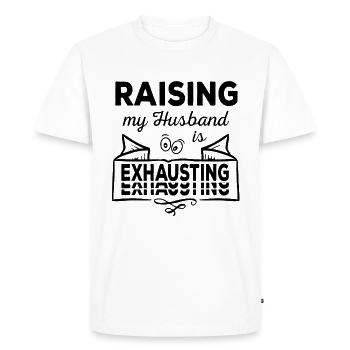 Élever mon mari est épuisant et sarcastique - T-shirt Premium bio Homme - blanc - Devant - Nico (187cm)