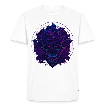 Neon Roses Skull EDM - Men's Premium Organic T-Shirt - white - Front - Nico (187cm)