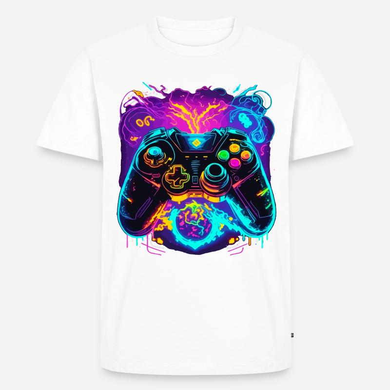 Power Graffiti Gaming Controller - Männer Premium Bio T-Shirt - Weiß