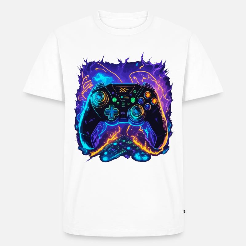Powerful Gaming Controller Art - Männer Premium Bio T-Shirt - Weiß