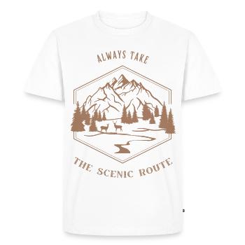 Prenez toujours la route panoramique - Amoureux de la nature - T-shirt Premium bio Homme - blanc - Devant - Nico (187cm)