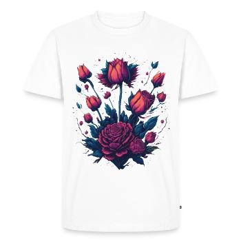 Style de tatouage néon arbuste rose - T-shirt Premium bio Homme - blanc - Devant - Nico (187cm)