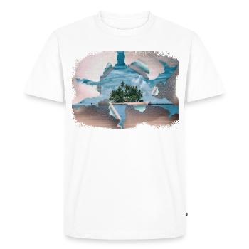 Le rêve de l’île - T-shirt Premium bio Homme - blanc - Devant - Nico (187cm)